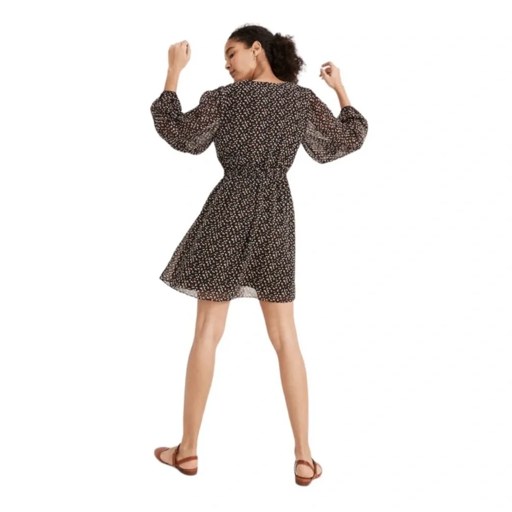 Madewell Resourced Georgette Button Front Mini Dress In Adorable Ditzy Size M - Picture 4 of 9